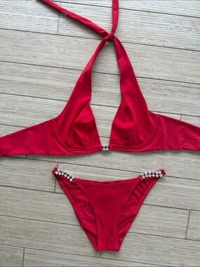 Pain de Sucre red bikini w/ rhinestone stars